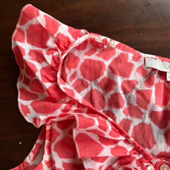 LOFT Career Blouse Sz XS Ruffles Pink bubble hem - Picture 3 of 10